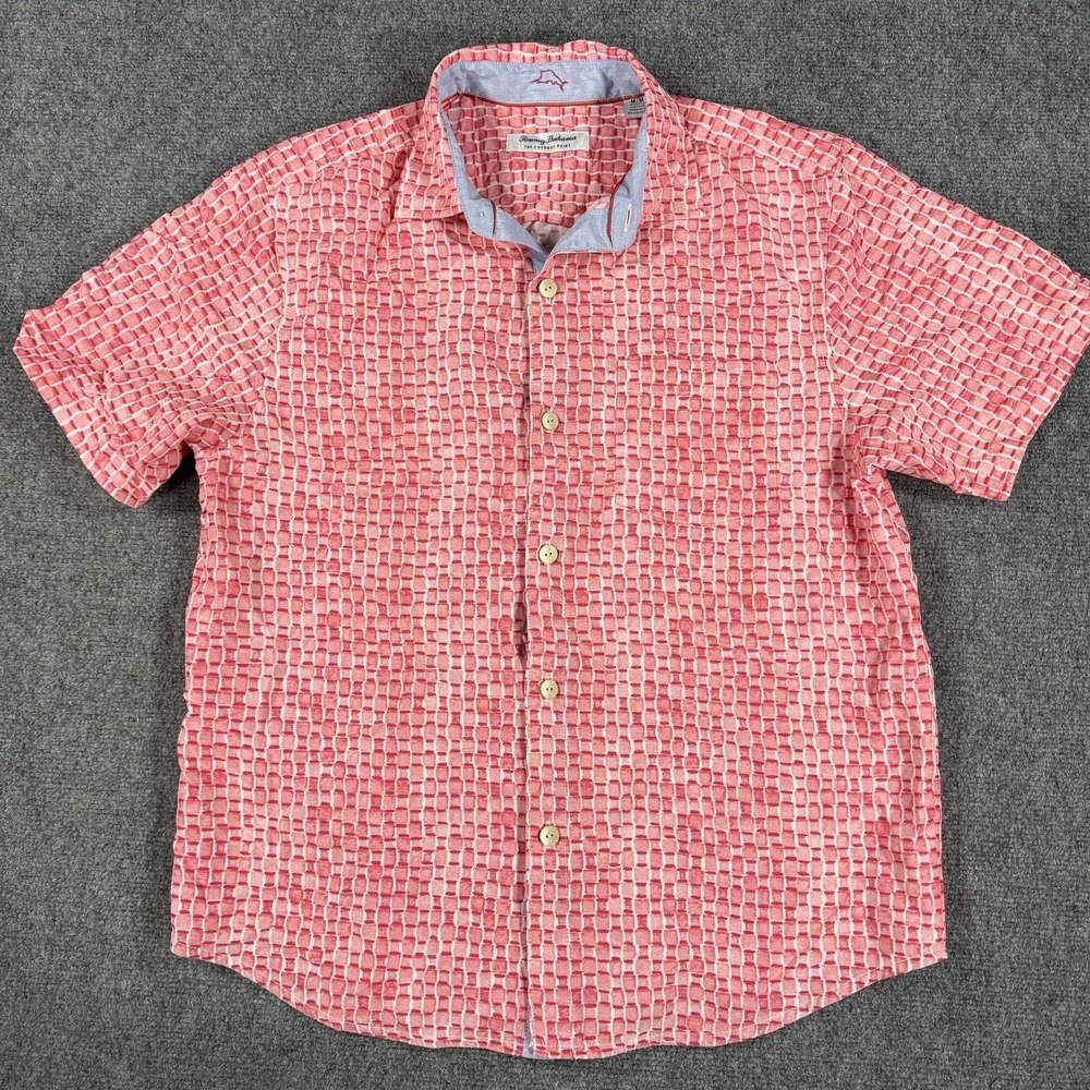 Tommy Bahama Coconut Point Shirt Mens Medium Sandbar Geometric Modal Coolmax - Picture 1 of 7